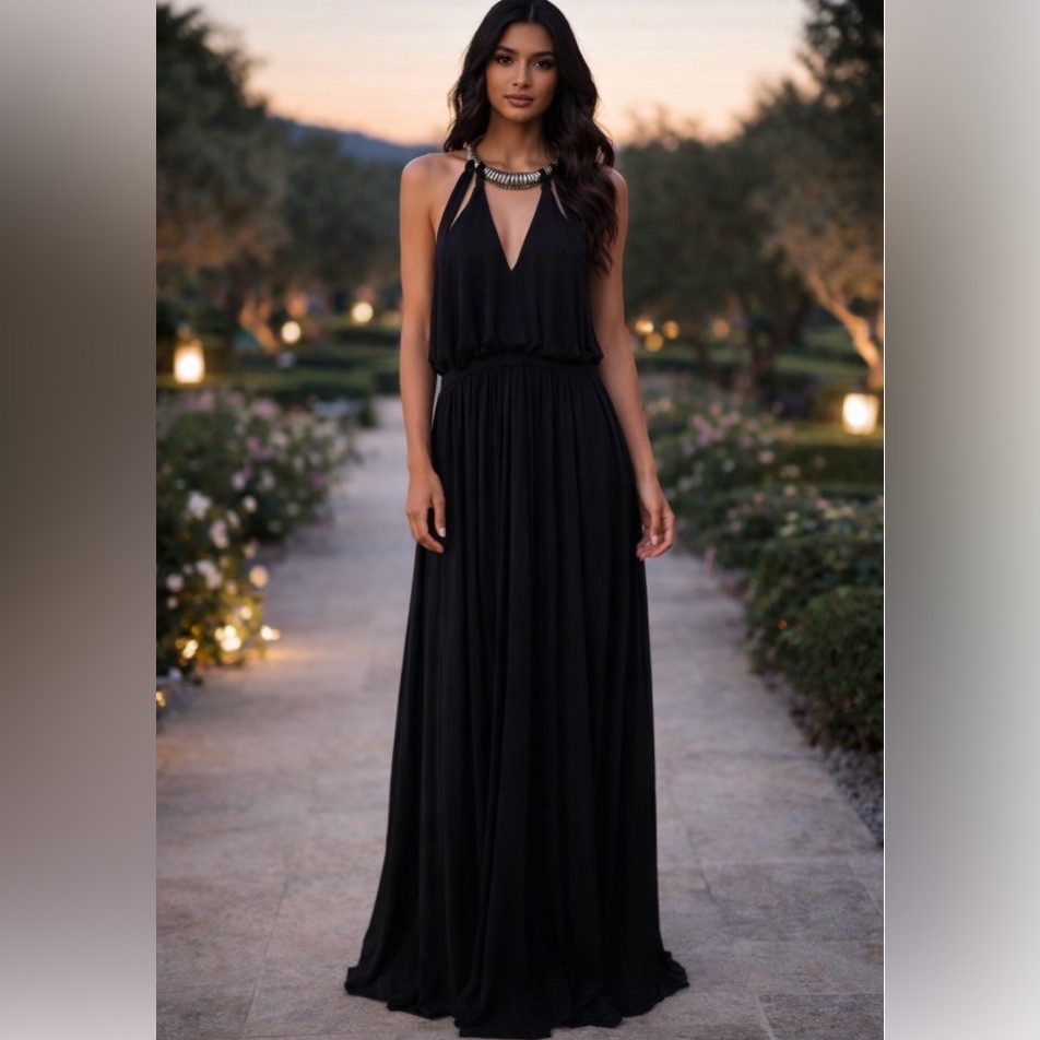Forever Unique Nikita Dress - Silky With Gold Necklet. Us Size 10; Uk Size 14.